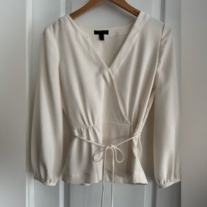J. Crew Cream Wrap Blouse